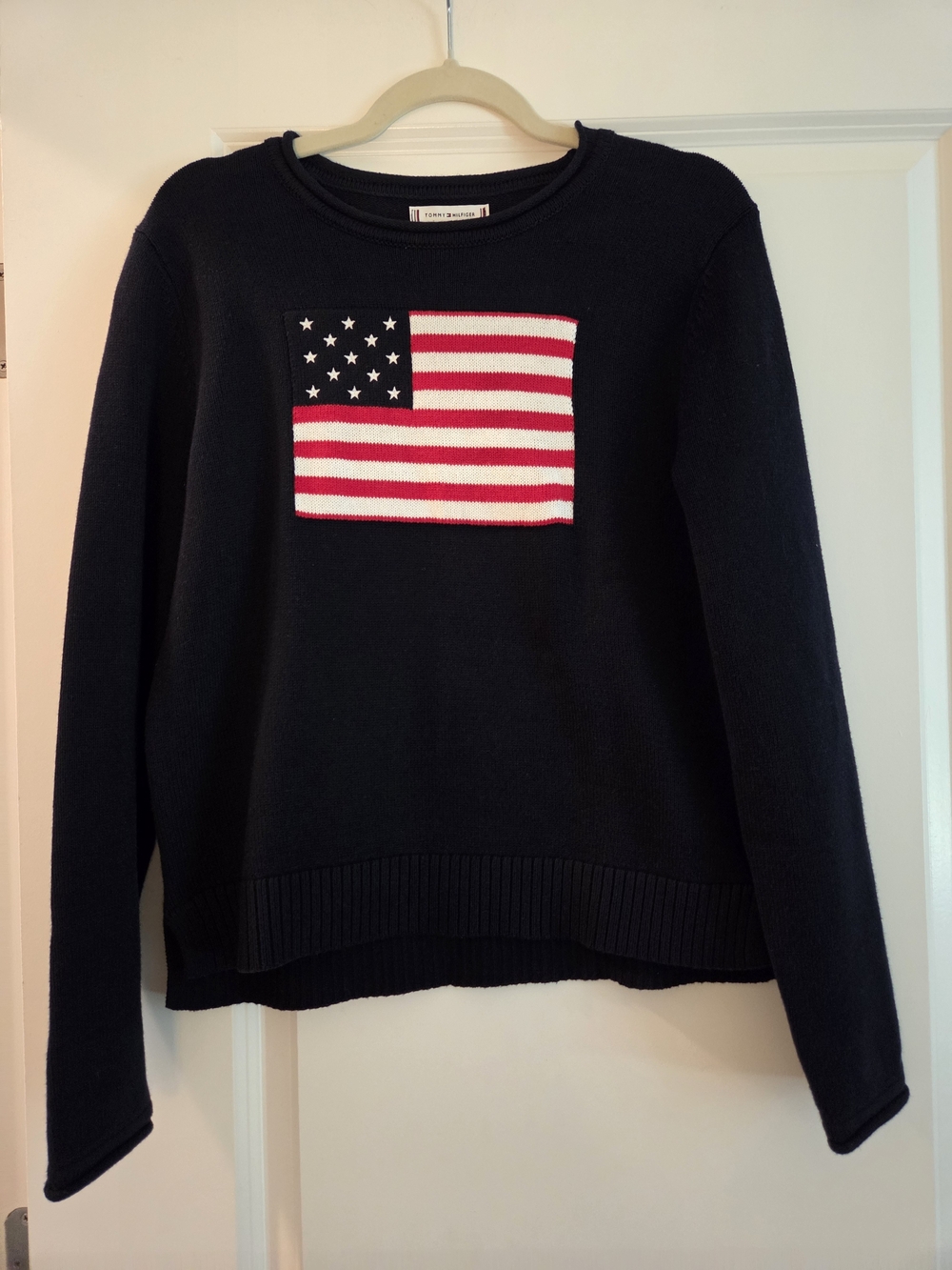 Tommy Hilfiger American Flag Navy Sweater Small NWT